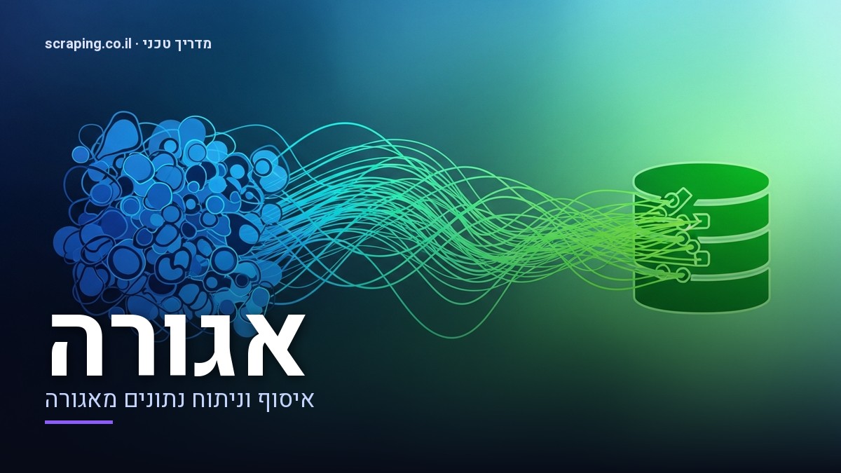 מדריך טכני מתקדם ל-scraping אגורה איור טכני של scraping אגורה המציג זרימת נתונים מלוח יד שניה למאגר מידע מובנה.